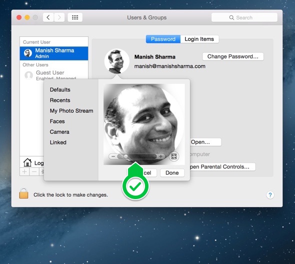 how to use pictures for mac login profile
